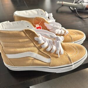 Vans Suede High-Top Sneakers Tan with White Accents